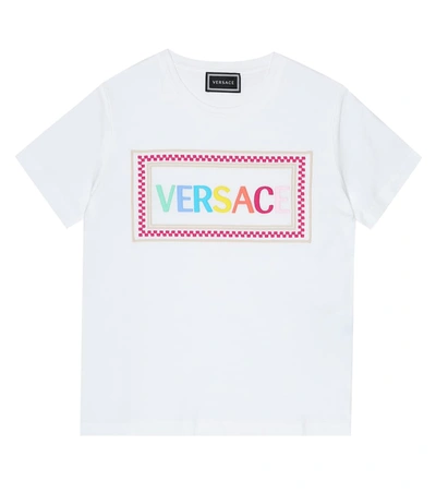 Versace Kids' Embroidered Logo Cotton Jersey T-shirt In White