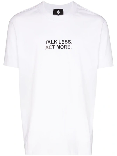 Duo Talk Less Act More Slogan Print T-shirt In White