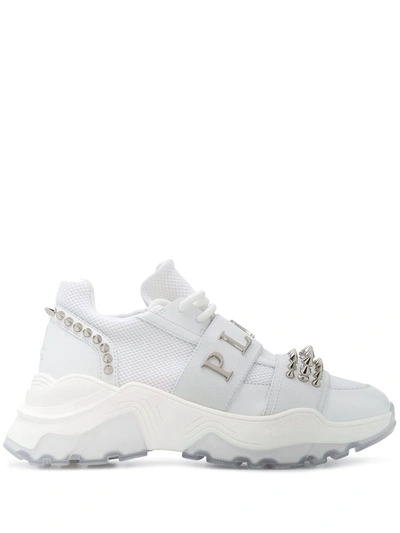 Philipp Plein Runner Studded Sneakers In White