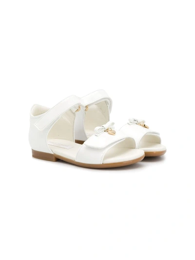 Dolce & Gabbana Kids' Flat Sandals With Bow In White