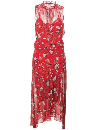 Veronica Beard Sleeveless Floral Print Dress In Red