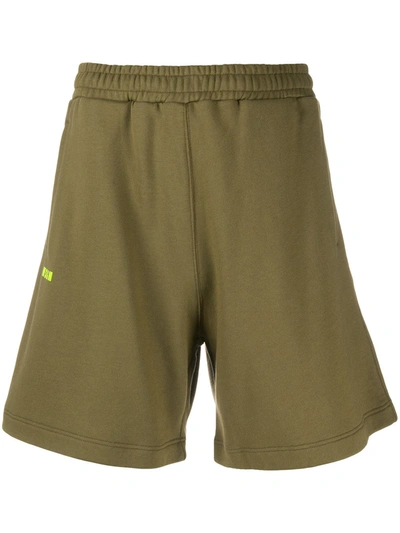 Msgm Logo-print Track Shorts In Green