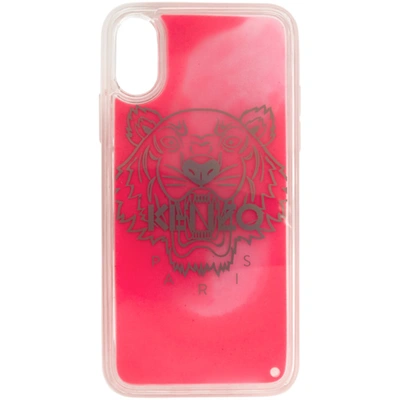 Kenzo Pink Glow-in-the-dark Tiger Head Iphone X/xs Case In 28 Strawber