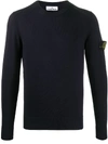 Stone Island Compass Badge Crew-neck Sweatshirt In Blue