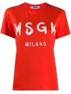 Msgm Milano Logo Print T-shirt In Orange