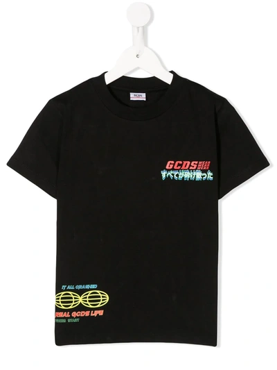 Gcds Kids' Chest Logo T-shirt In Black