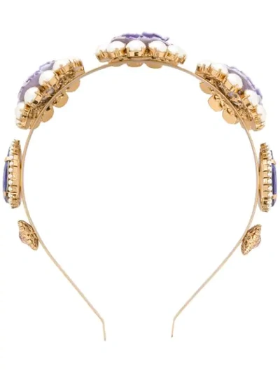 Dolce & Gabbana Crystal Floral Headband In Purple