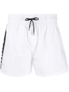 Balmain Contrast Stripe Detail Swim Shorts In White