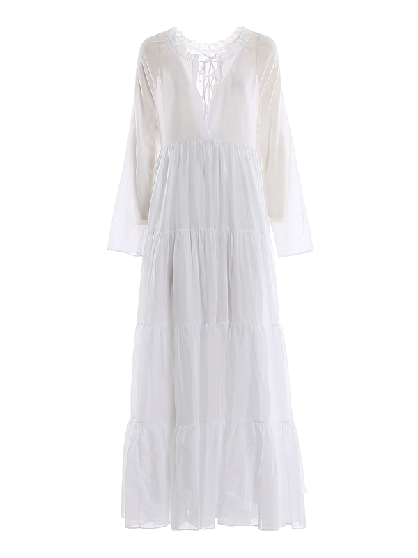 Ermanno Scervino Cotton Muslin Maxi Dress In White ModeSens