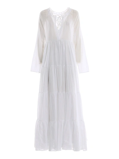 Ermanno Scervino Cotton Muslin Maxi Dress In White