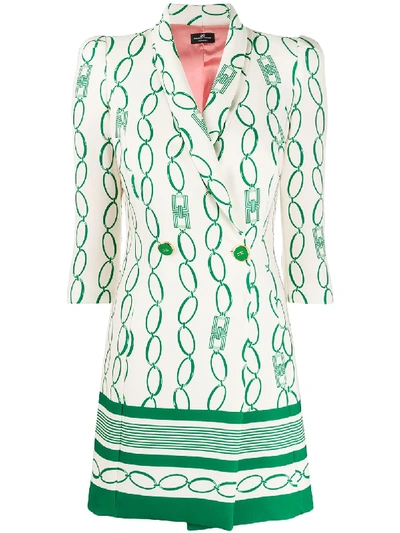 Elisabetta Franchi Chain Pattern Blazer Style Dress In Neutrals
