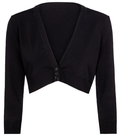 Alaïa Knit Cropped Cardigan In Black