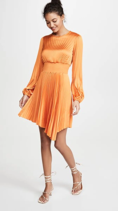 A.l.c Behati Vintage Satin Gabriela Pleated Dress In Orange