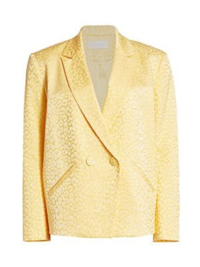 Michelle Mason Double-breasted Cotton-blend Jacquard Tuxedo Jacket In Butter