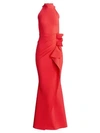 Chiara Boni La Petite Robe Halter Ruffle Gown In Geranium