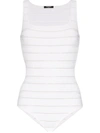 Balmain Logo-embossed Stripe Bodysuit In White