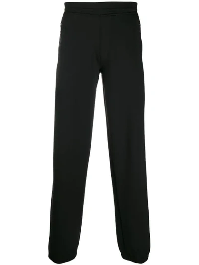 Neil Barrett Bicolour Satin Stripe Skinny Pants In Blk Blk Off Wht