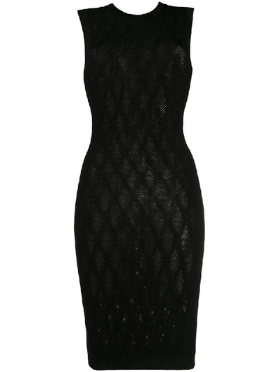 Versace V-knit Body-con Sweater Dress In Black
