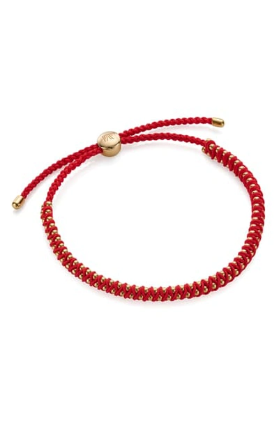 Monica Vinader Mini Rio Friendship Bracelet In Yellow Gold/ Coral