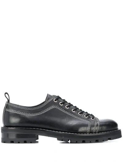 Ami Alexandre Mattiussi Topstitched Leather Derby Shoes In Black