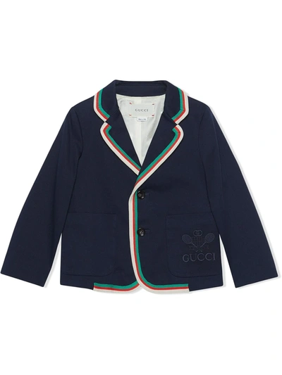 Gucci Kids' Blue Jacket For Boy With Double Gg In Urban Blue