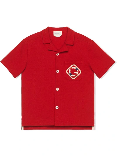 Gucci Kids' Children's Cotton Polo Shirt With G Patch In Red