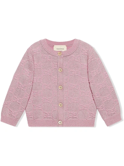 Gucci Baby Gg Sparkling Wool Cardigan In Pink