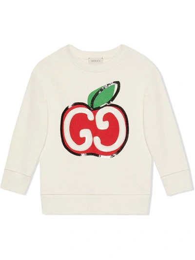 Gucci Kids' Girl's Gg Apple Long-sleeve Sweatshirt, Size 4-10 In White