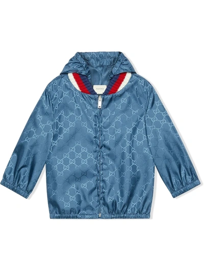 Gucci Baby Gg Nylon Jacket In Blue
