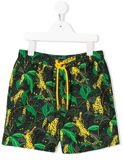 Stella Mccartney Kids' Printed Swim Trunks In Green