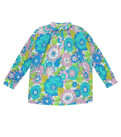 Dodo Bar Or Kids' Floral Cotton Shirt In Blue