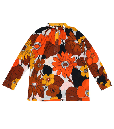 Dodo Bar Or Kids' Floral Cotton Shirt In Orange