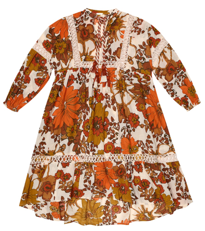Dodo Bar Or Kids' Floral Cotton Dress In Orange