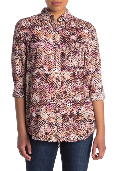 Beachlunchlounge Alana Printed Button Front Shirt In Amberlight