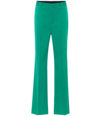 Balenciaga High-rise Stretch-wool Straight Pants In Green