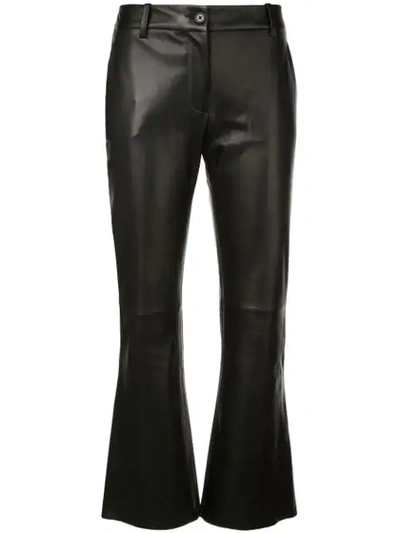 Nili Lotan Caden Leather Kick-flare Pants In Black