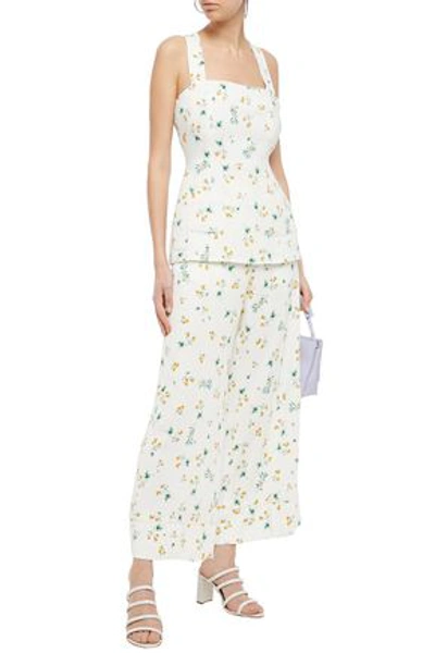 Racil Desert Floral-print Crepe Wide-leg Trousers In White
