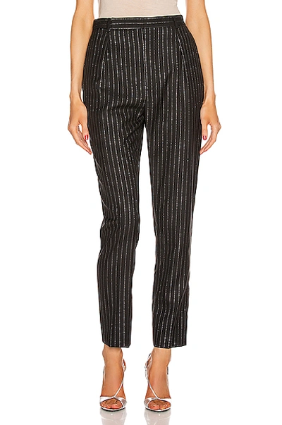 Saint Laurent Flared Cuffs Stripe Trousers In Black