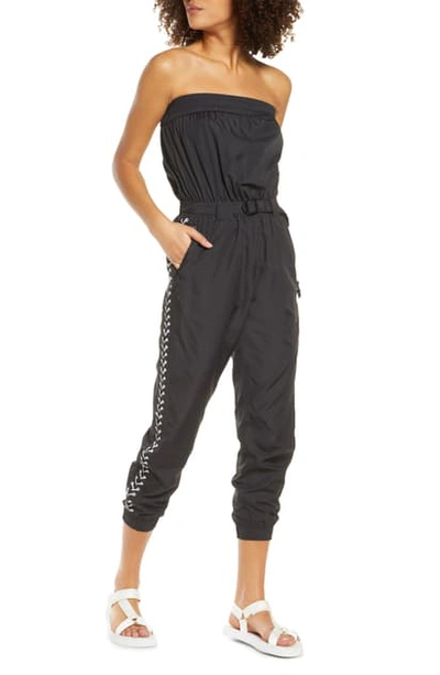 Adam Selman Sport Strapless Lace Up Tracksuit In Black