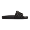 Gucci Pursuit Chevron-logo Rubber Slides In Black