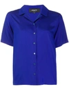 Rochas Notch-collar Silk-poplin Shirt In Blue
