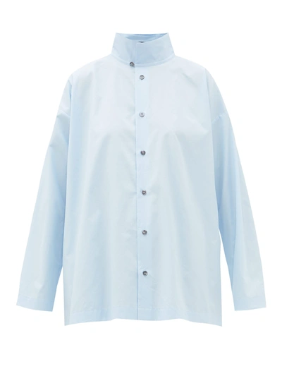 Eskandar Long Mandarin-collar Cotton Jacket In Paleblue