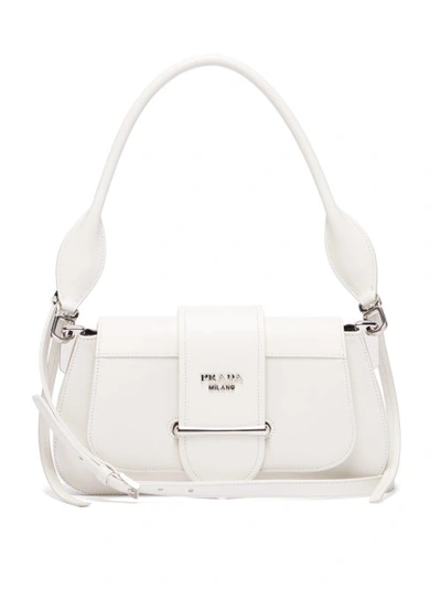 Prada Sidonie Saffiano And Smooth-leather Shoulder Bag In White