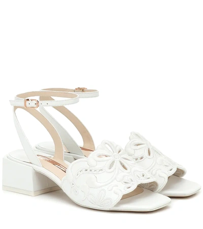 Sophia Webster Cassia Broderie-anglaise Leather Sandals In White