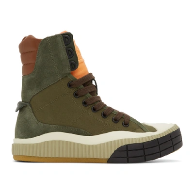 Chloé Clint Suede-trim Canvas High-top Trainers In 3c8 Deep Ol