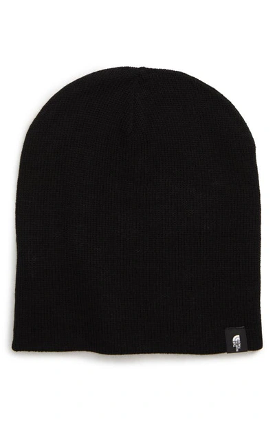 The North Face Reversible Merino Wool Beanie In Black/ Light Grey Heather