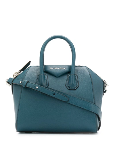 Givenchy Mini Antigona Sugar Leather Satchel In Oil Blue