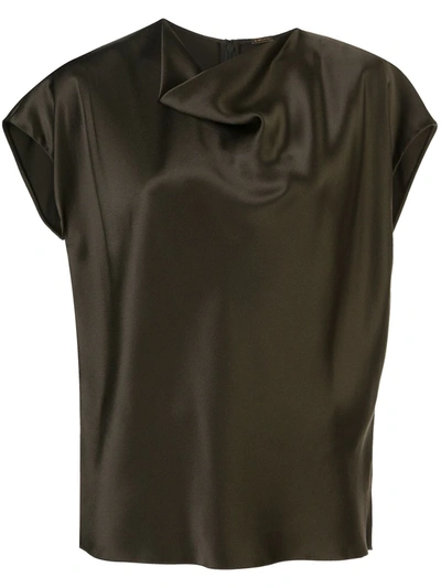 Adam Lippes Cowl Neck Silk Charmeuse Blouse In Green