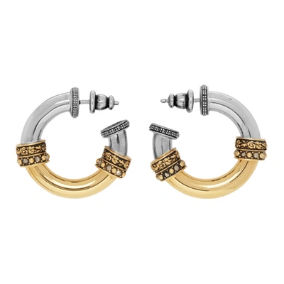 Alexander Mcqueen Two-tone Crystal Small Hoop Earrings In Metallic