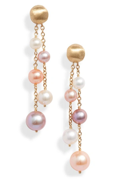 Marco Bicego Africa 18k Gold & 5mm-8.5mm Pearl Hand Engraved Two-strand Drop Earrings In Multi/gold